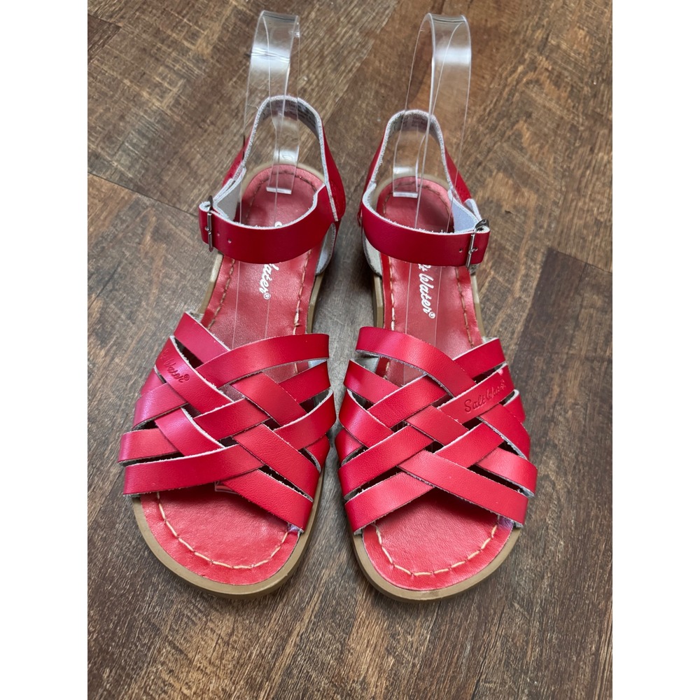 Salt Water Sandals Women's Size 6 Red Leather Woven Strappy Ankle Strap